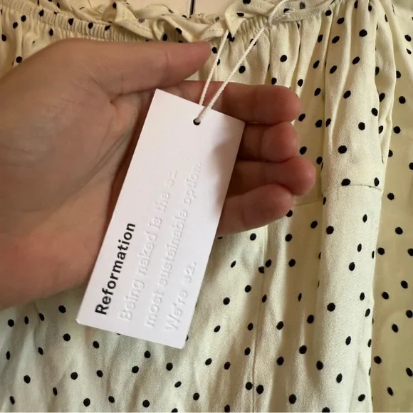 Reformation Matteo Top in Polka Dot Print NWT Long Sleeve Square Neck Blouse - Picture 5 of 7